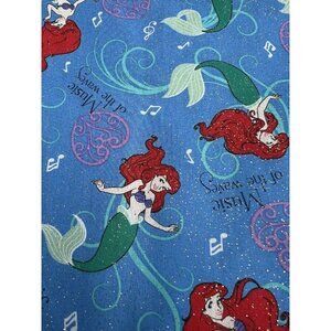 Disney Little Mermaid Music Of The Waves Glitter Cotton Fabric 1 Yard Ariel